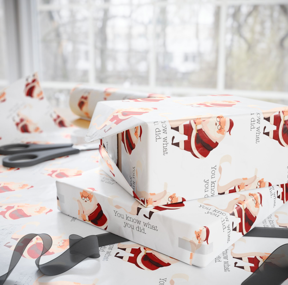 Santa Knows What You Did Wrapping Paper