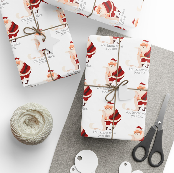 Santa Knows What You Did Wrapping Paper