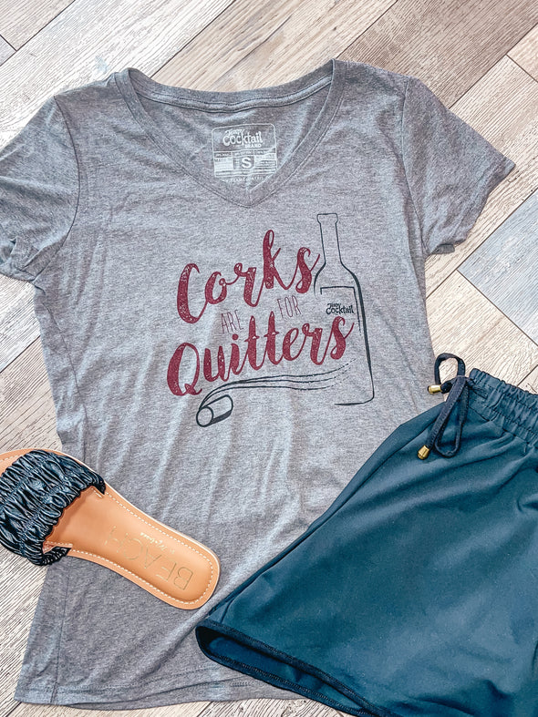 Corks are for Quitters Ladies Vneck Tee