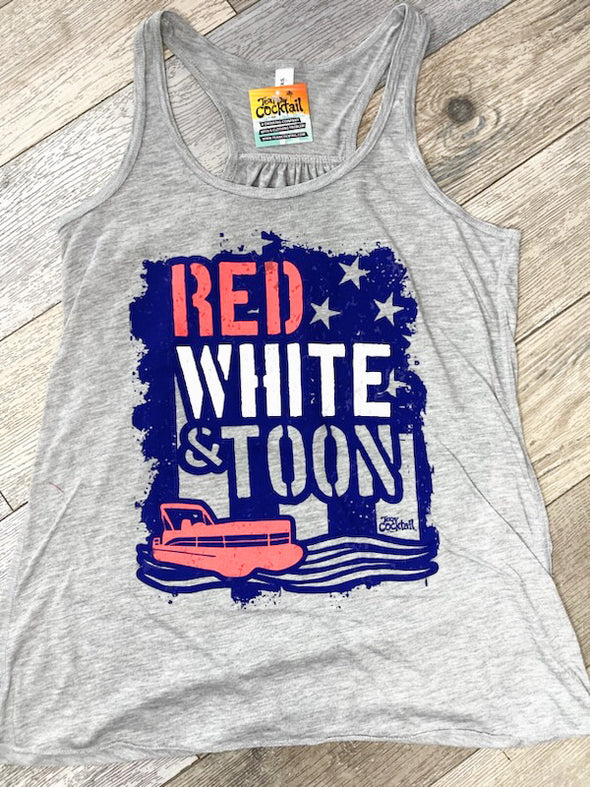 Red, White & 'Toon Ladies Flowy Tank