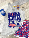 Red, White & 'Toon Ladies Flowy Tank