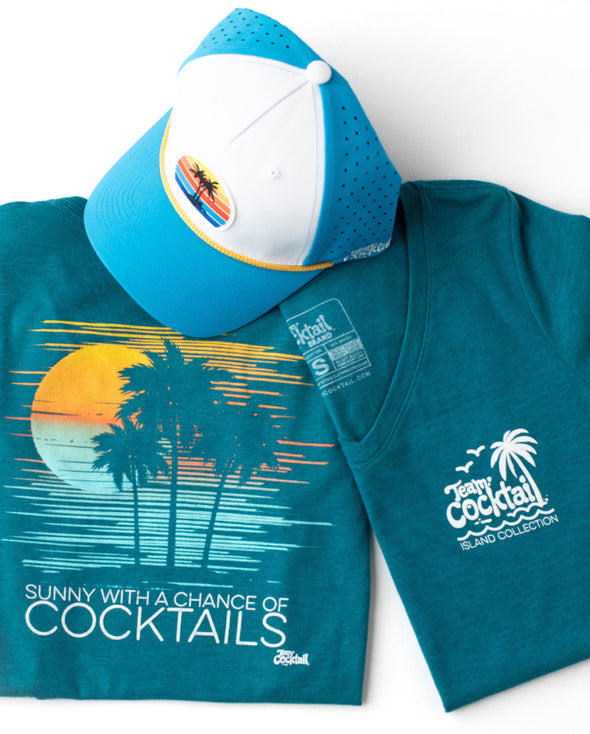 Sunny, Chance of Cocktails Ladies Triblend V-neck T-Shirt
