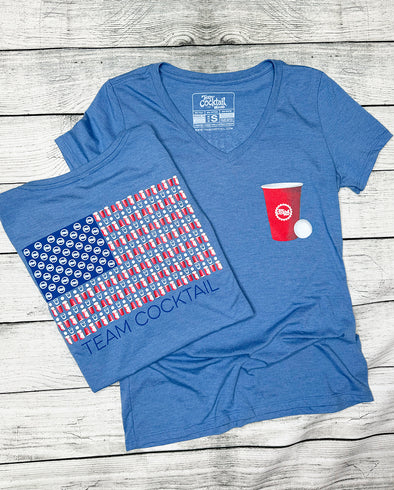 Drinking Flag Ladies Triblend Vneck Tee