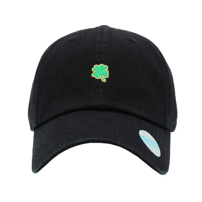 Clover Embroidered Baseball Hat - Black