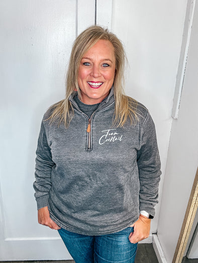 Team Cocktail Casual 1/4 Zip Pullover (Ladies-CHARCOAL)