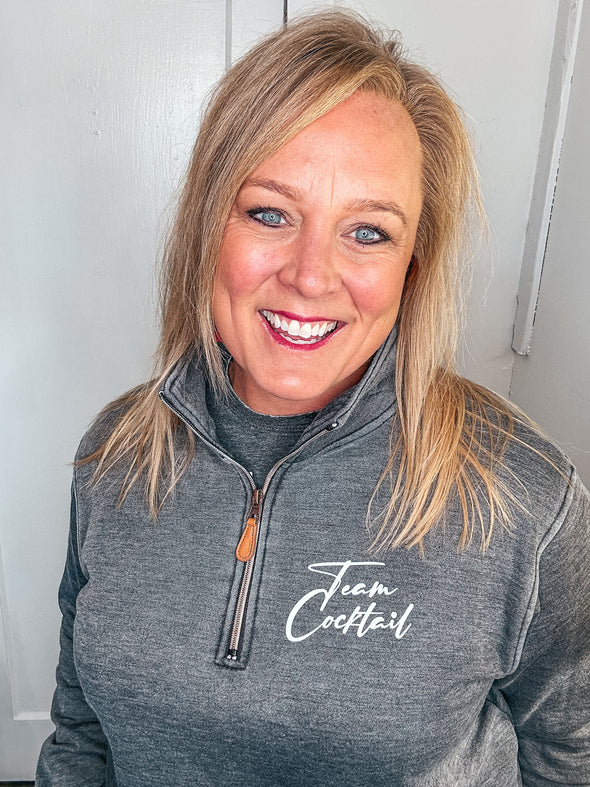 Team Cocktail Casual 1/4 Zip Pullover (Ladies-CHARCOAL)
