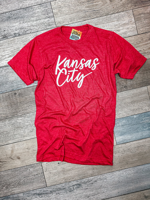 Kansas City Script Red Unisex Tee