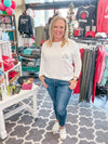 Team Cocktail Long Sleeve Pocket Slub Ladies Tee - White
