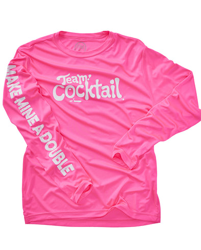 Make Mine A Double Logo Performance Long-sleeve Tee Unisex (PINK)