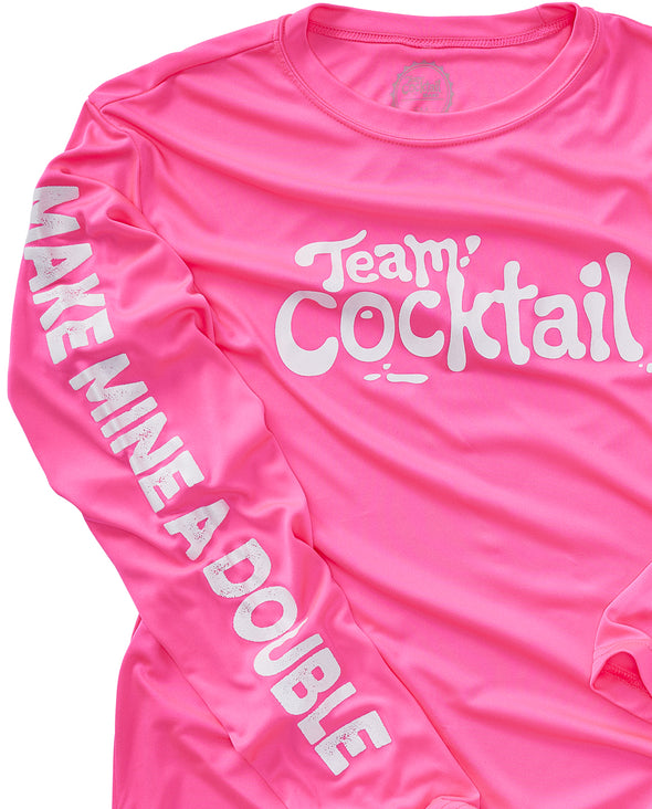 Make Mine A Double Logo Performance Long-sleeve Tee Unisex (PINK)