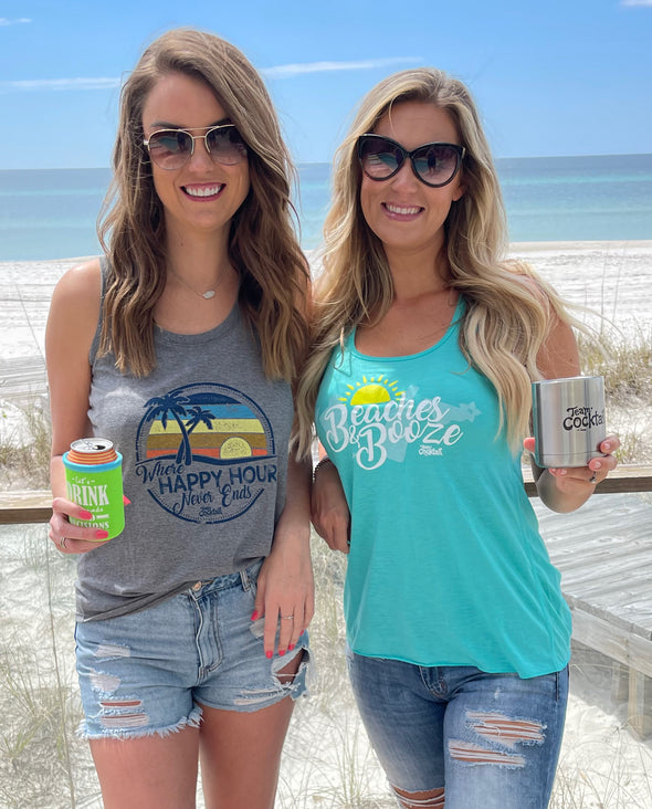 Sunset Happy Hour Ladies Triblend Tank