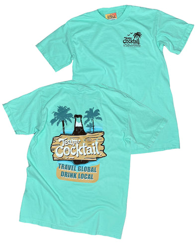 Travel Global, Drink Local Throwback Unisex Tee