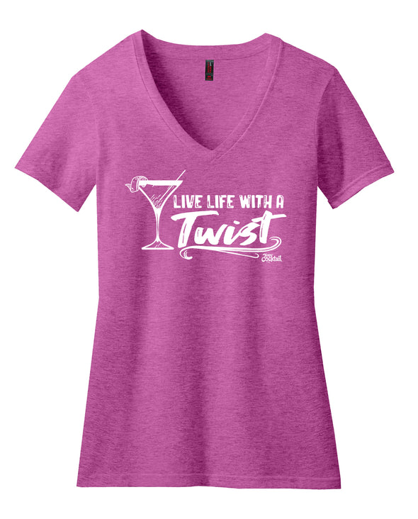 Live Life with a Twist Ladies V-neck Tee